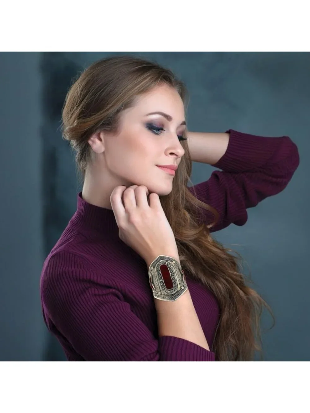 Handmade Adjustable Cuff Bracelet for Women, Bohemian Tribal Kuchi Design